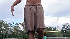 Hey, isn’t it good to see this cute brunette workout solo?