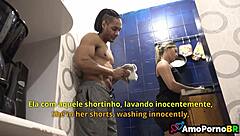 Brazilian wife alone with nephew for forbidden blonde action