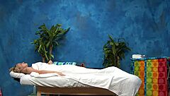 Enjoying a steamy massage session with a teen babe.