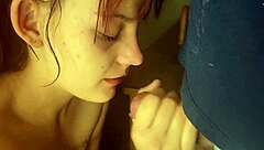 18 year old stepdaughter sucks daddy's cock while i fuck her shaved pussy with dildo