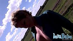 Leila Babe Feels Free Outdoors. Nude Teasing with Big Breasts and Pussy.