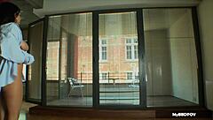 Naturally busty pornstar candy alexa shoves glass dildos in her ass