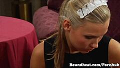 Watch Blonde Maid Spank And Whip While Kissing Mistress's Pussy!