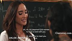 Teacher Amour Seduced By Stepdaughter's Crush In Lesbian Scissoring Scene!