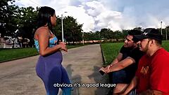 We felt excited finding a young teen on the street for outdoor threesome fuck