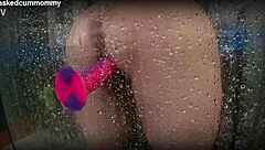 Spied On Chubby Roommate Using New Toy In Shower