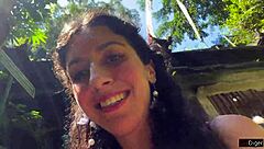 Teen gets cum covered face in public locker room and cumwalk at waterfall.