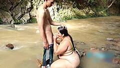 Wow! Latina Milf Gapes on Beach with Fan!