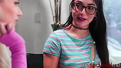 She seduced me, my lesbian tutor in underwear with natural tits and kissing