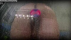 Spied On Chubby Roommate Using New Toy In Shower