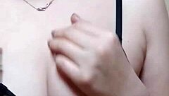 Masked Chinese milf saleswoman secretly video chats nude with boss at dusk