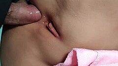 The guy buried his cum in her ass. She enjoyed it