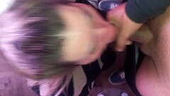 That slut blonde gives a sloppy deepthroat cumshot