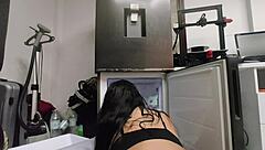 The hottest stepmom in town, cleaning in lingerie
