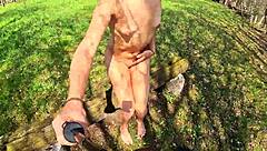 i walk and strip in the middle of nature barefoot