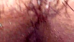 Wife's hairy pussy gets wet from hard cock