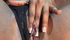 Black student feels horny after university class in the classroom