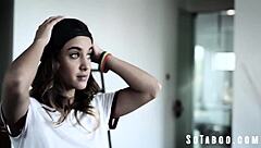 Guy tries to convert lesbian stepsis Uma Jade to straight with big cock.