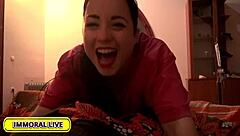 Naughty stepsister Taissia Shanti in wild threesome action