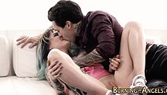 kinky alternative punk goth slut gets fingered and facialized