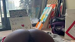 Ebony's Tight Pussy vs. the Fuck Machine