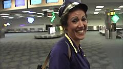 The hot MILF stewardess got her pussy destroyed by a black cock