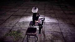 haste submissive 2b dances erotically with buttplug