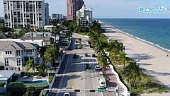 Two lesbian girls lick each other's pussy and nipples, muff diving to orgasm, then fuck with dildo on camsoda