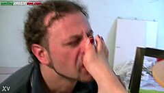 European bbw dominates with feet licking and humiliation in dismissal menace part 1