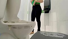 Worker's relative filmed in public bath, washing clothes