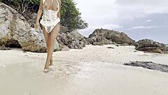 Monika Fox Fucks Pussy with Big Dildo on Beach