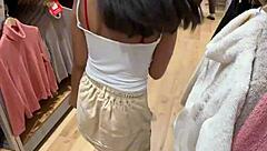 18yo Asian Sucks Cock in Fitting Room and Swallows.