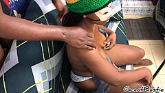 Newlyweds relax with a bodybuilder's massage on their first night.