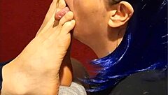 She passionately sucks on my toes with detail