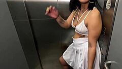 Latina MILF Neighbor Enjoys Interracial Sex with Young BBC Guy in Office Elevator, Removes Condom for Vaginal Creampie - Kylei Ellish and Sr Matamorros