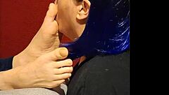 She passionately sucks on my toes with detail