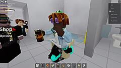 Two people explore roblox adventures and public restroom encounters
