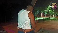 Hot babe struggles with massive cock outdoors