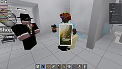 Two people explore roblox adventures and public restroom encounters