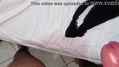 hey, risky fun at home with stepmom, inviting stepson who finds panties and cums