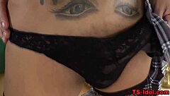 Shemale deepthroats and swallows