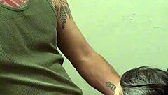 Cuckold watches old man get blowjob humiliation