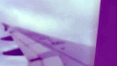 Risky public jerking off on a crowded plane with flashing