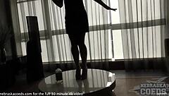 Pretty babe rips clothes and strips on sofa before dirty masturbation