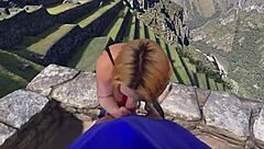 Nerd slut gets blowjob on Machu Picchu in VR reality game