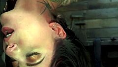alt beauty with tattoos gets roughly choked and anal fucked while tied in bondage