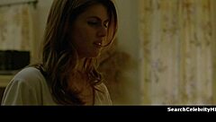alexandra daddario strips naked on the sofa, ripping her clothes off