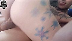 Brunette Sits And Takes Cum On All Fours