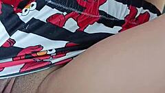 in this homemade scene, she teases her pussy with a 10-inch toy up close