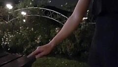 shemale ting xuan flashes cock in community garden spot